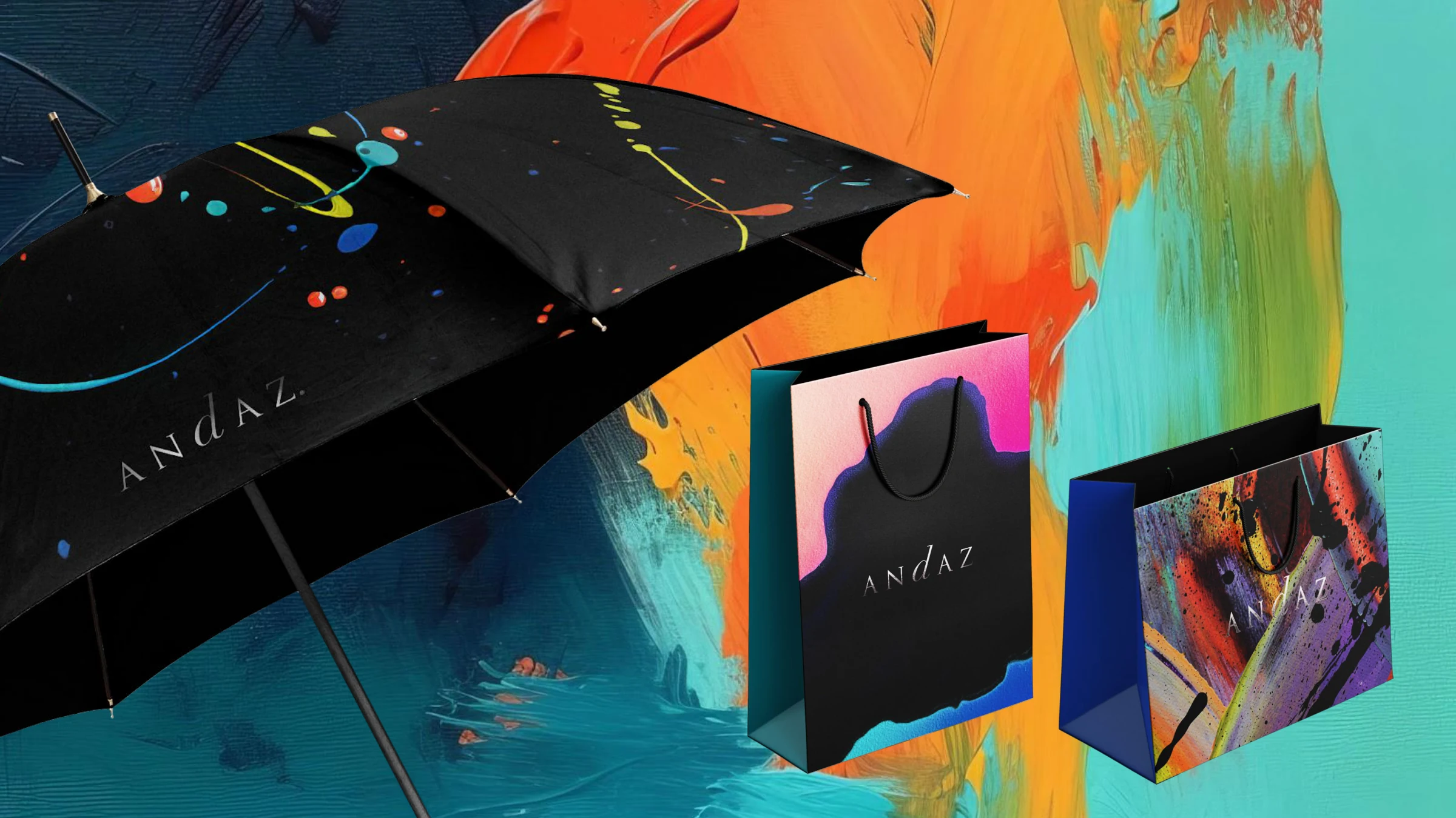 Umbrella and shopping bags