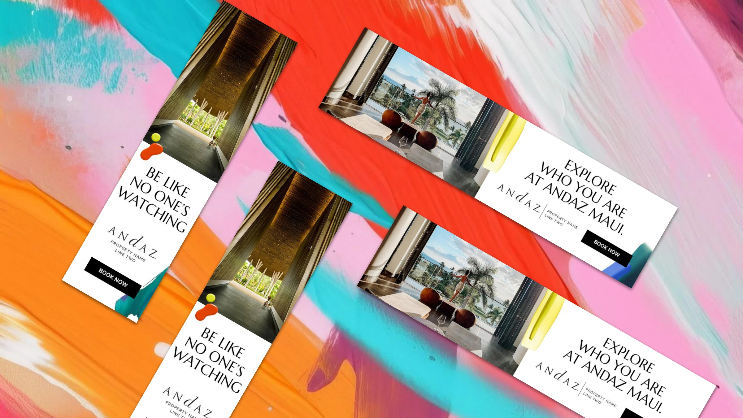 Digital display units: a banner and a skyscraper