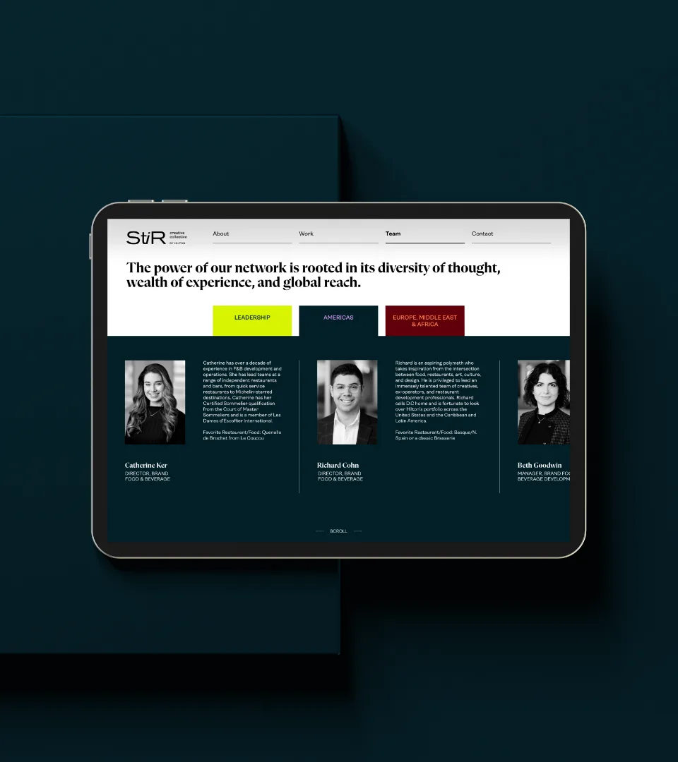 The team page