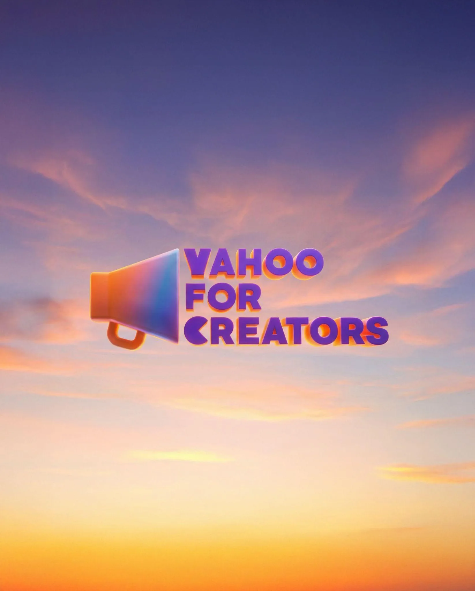 The Yahoo for Creators lockup, in the sky