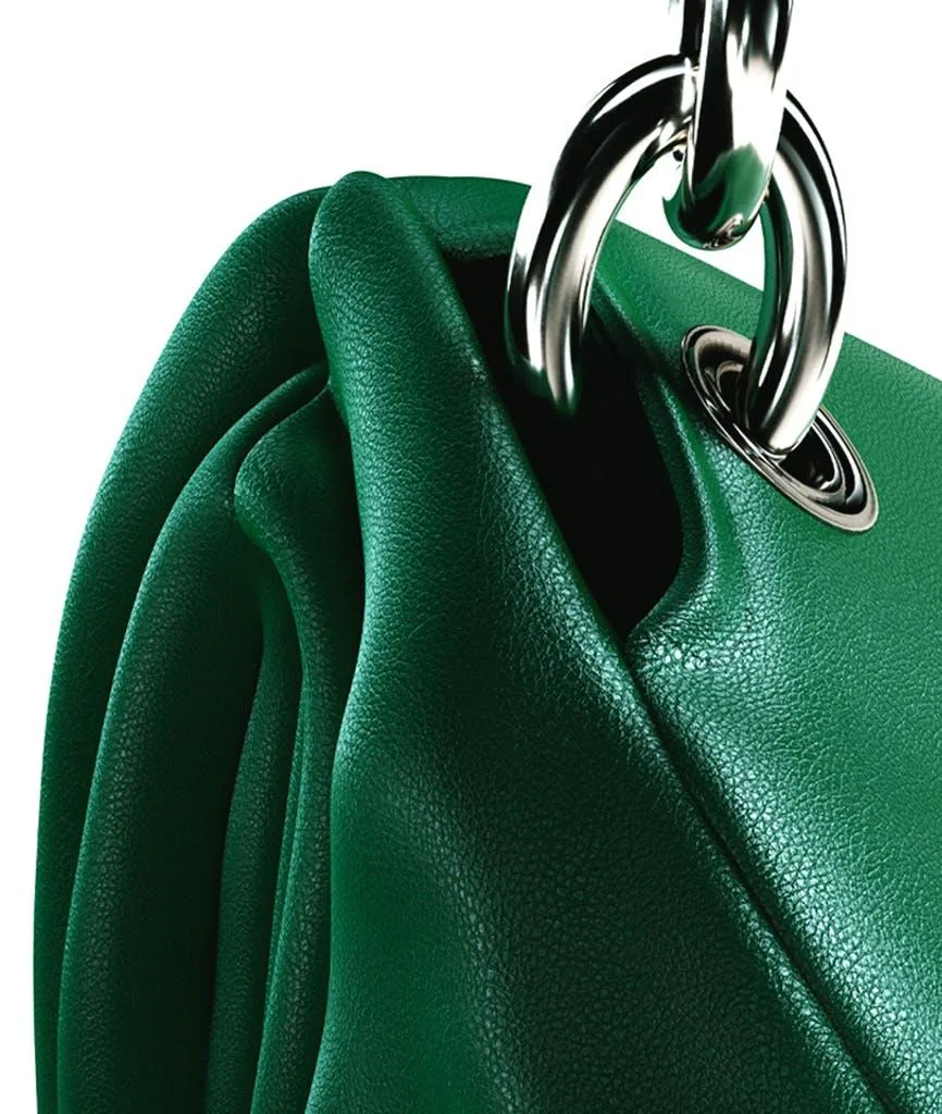 Green leather bag detail
