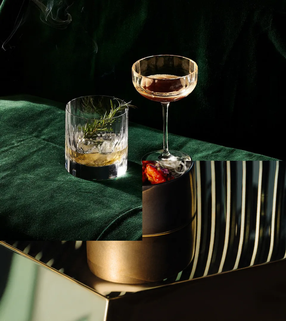 Cocktails on green velvet