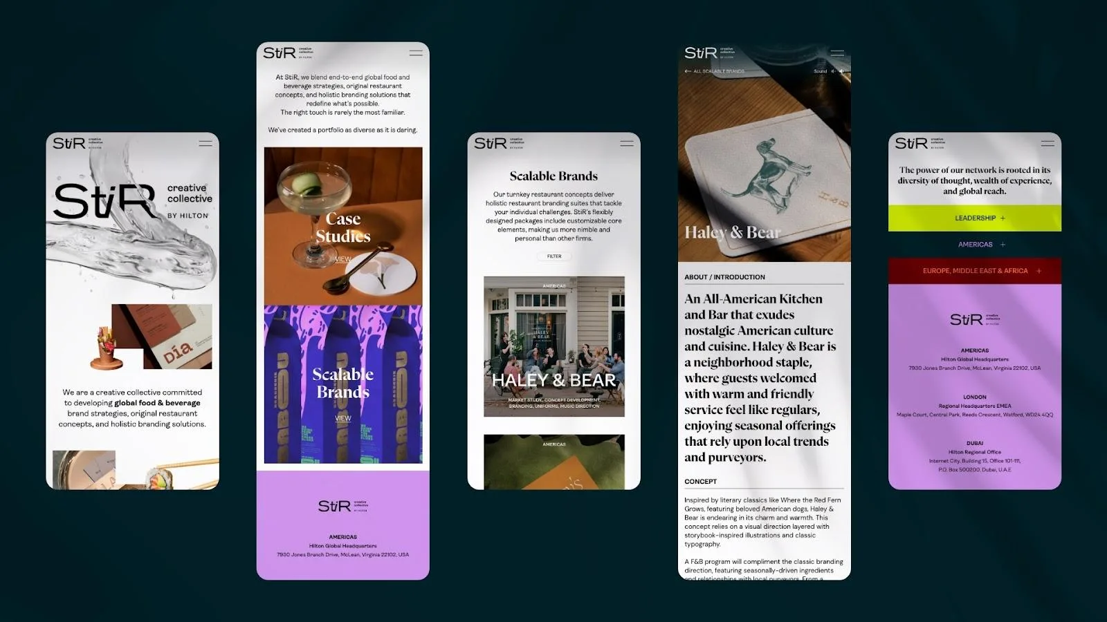Five pages of the StiR site
