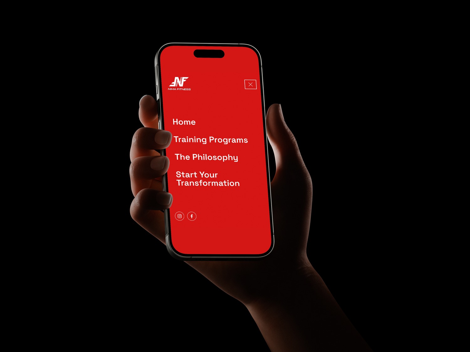 The Nima Fit site in dark, light and colour treatments